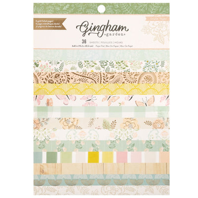 Paper Pad with Gold Foil Accent, 6x8 - Gingham Garden Collection - Crate Paper