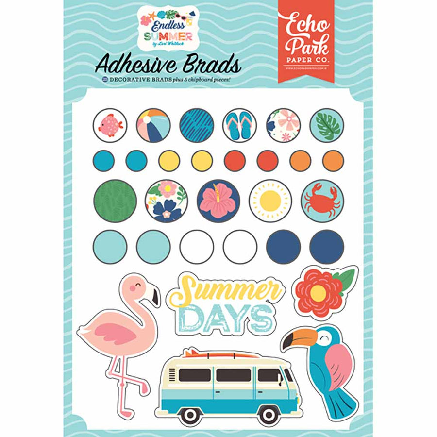Endless Summer Adhesive Brads-Echo Park