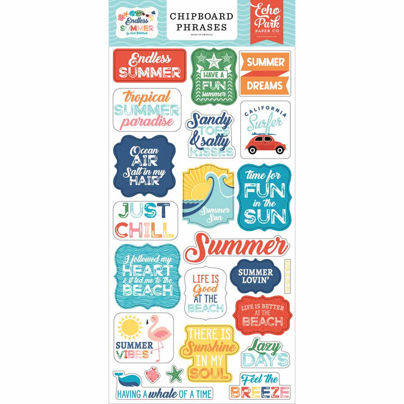 Endless Summer Chipboard Phrases - Echo Park - Clearance