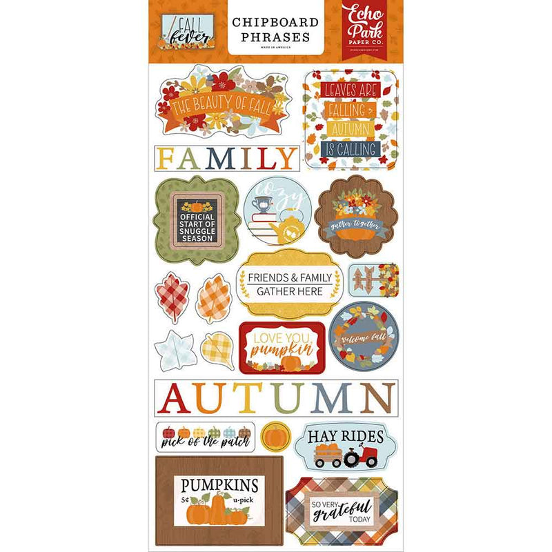 Fall Fever Chipboard Phrases - Echo Park