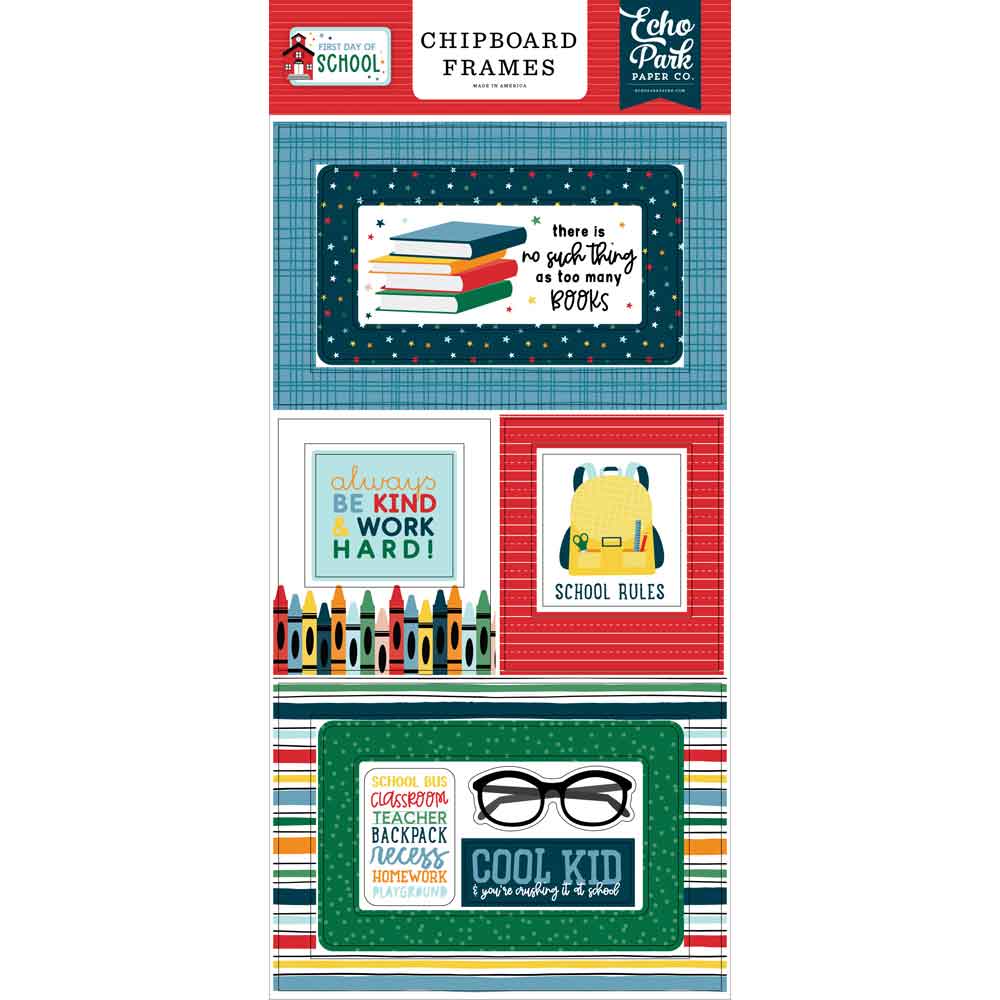 First Day Of School Chipboard Frames - Echo Park