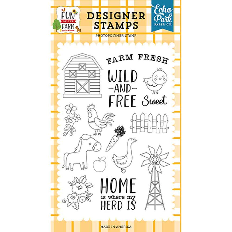 Wild And Free Stamp Set - Fun on the Farm - Lori Whitlock - Echo Park