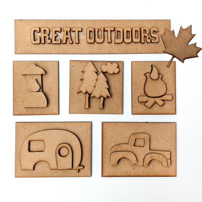 Foundations Decor Great Outdoors ShadowBox Wood Pieces