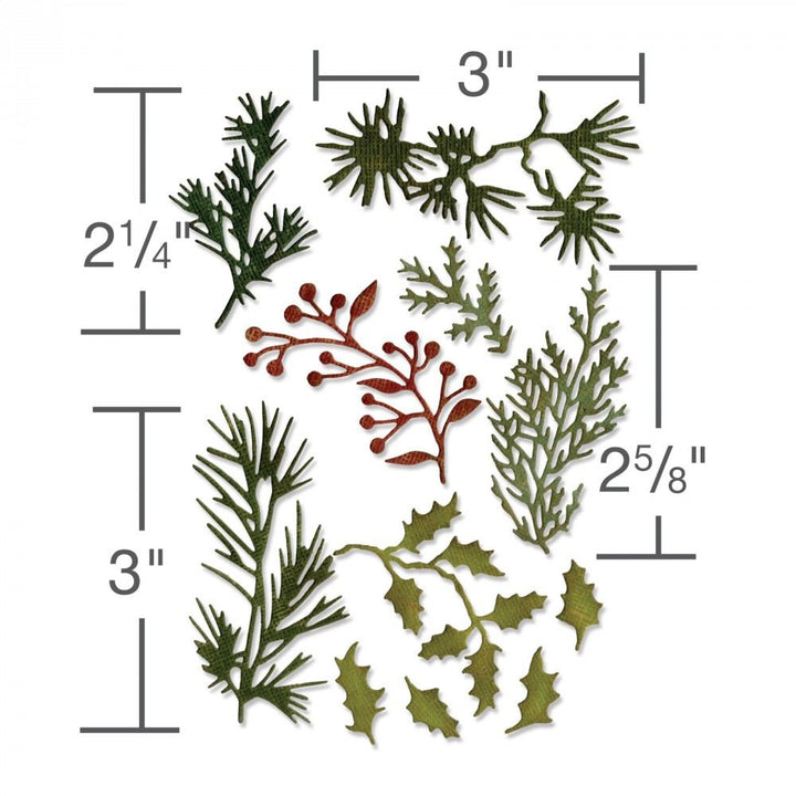 Sizzix Holiday green dies mini size chart