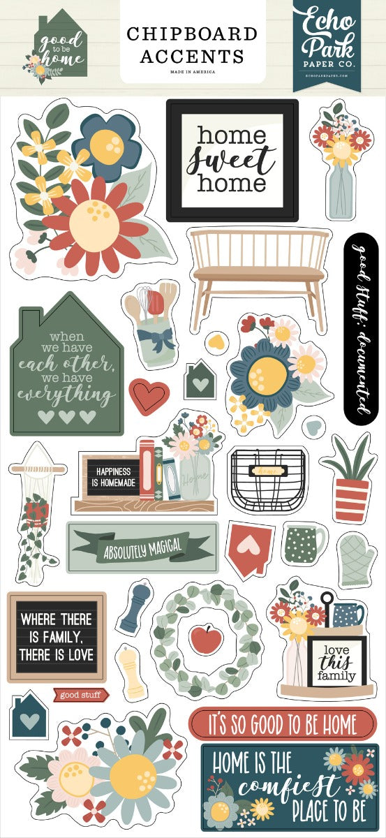 Good To Be Home 6x13 Chipboard Accents- Echo Park