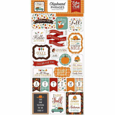 Happy Fall Chipboard Phrases - Echo Park - Clearance