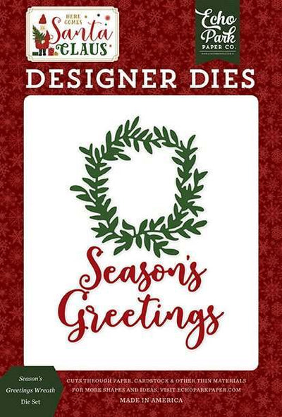 Season's Greetings Wreath Die Set - Here Comes Santa Claus - Echo Park - Clearance