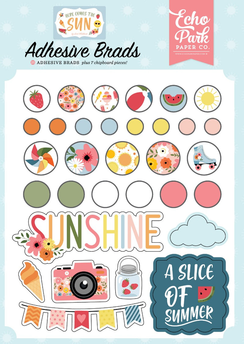 Adhesive Brads - Here Comes the Sun Collection - Echo Park