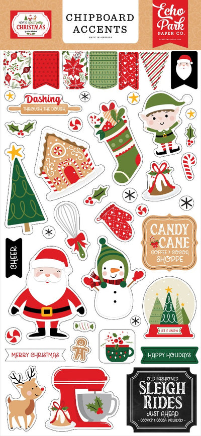 Have A Holly Jolly Christmas 6x13 Chipboard Accents- Echo Park
