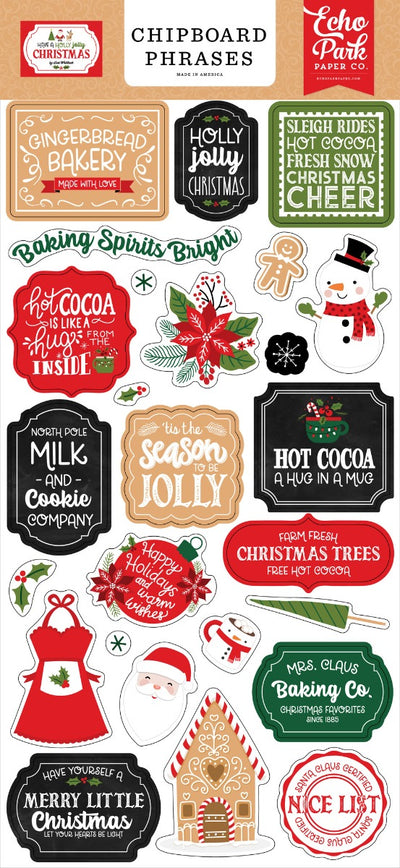 Have A Holly Jolly Christmas 6x13 Chipboard Phrases- Echo Park