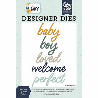 Loved Baby Boy Word Die Set - It's a Boy - Echo Park - Clearance