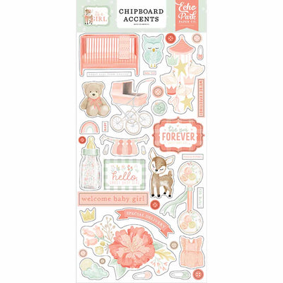 It's A Girl Chipboard Accents - Echo Park - Clearance