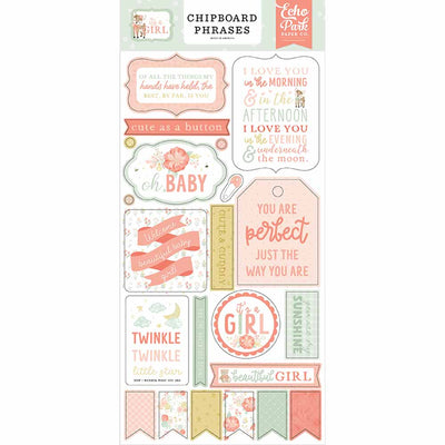 It's A Girl Chipboard Phrases - Echo Park