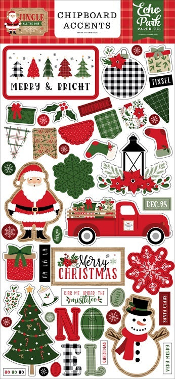 Jingle All The Way Chipboard Accents - Echo Park - Clearance