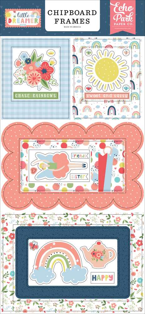 Little Dreamer Girl Chipboard Frames - Echo Park*