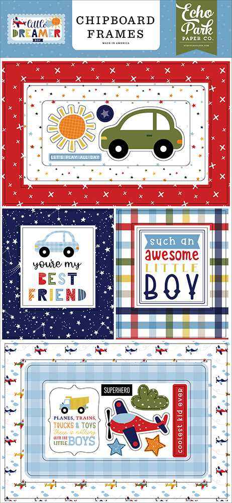 Little Dreamer Boy Chipboard Frames - Echo Park