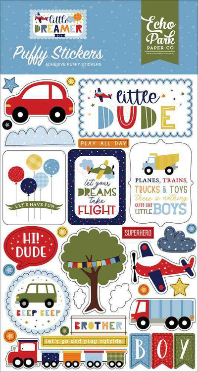 Little Dreamer Boy Puffy Stickers - Echo Park