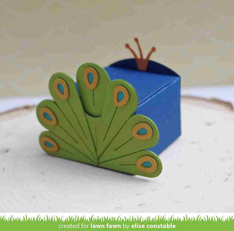 Tiny Gift Box Peacock Add-On Lawn Cuts Dies - Lawn Fawn - Clearance