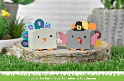 Tiny Gift Box Peacock Add-On Lawn Cuts Dies - Lawn Fawn - Clearance