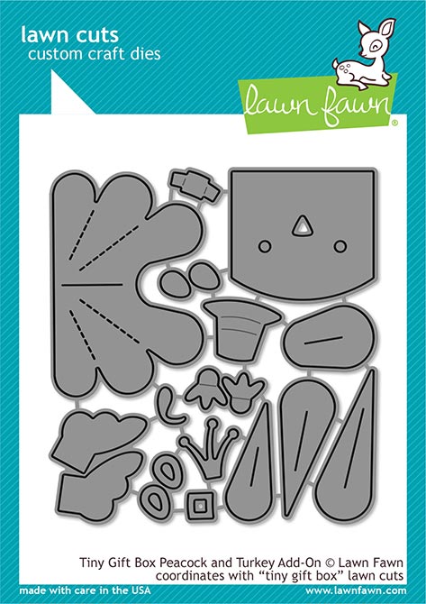 Tiny Gift Box Peacock Add-On Lawn Cuts Dies - Lawn Fawn - Clearance