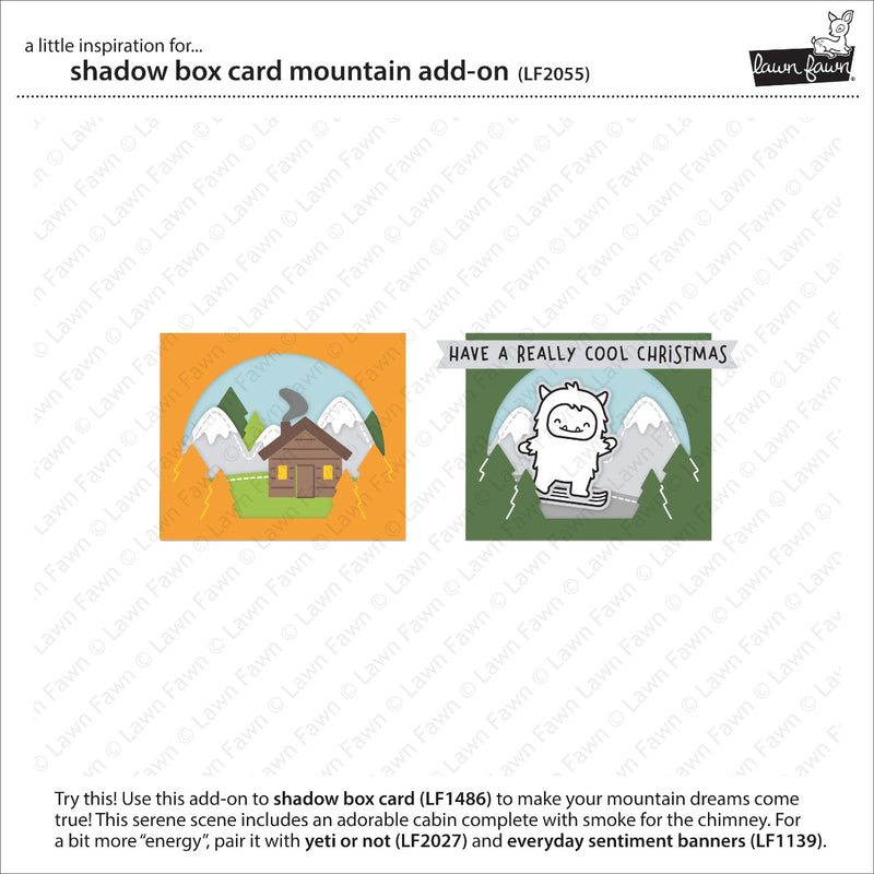 Shadow Box Card Mountain Add-On Lawn Cuts Dies - Lawn Fawn - Clearance