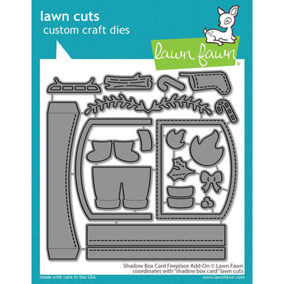 Shadow Box Card Fireplace Add-On Lawn Cuts Dies - Lawn Fawn