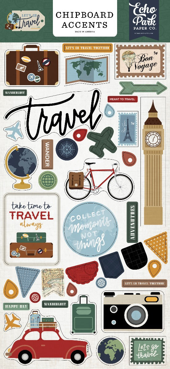 Chipboard Accents - Let's Go Travel Collection - Echo Park