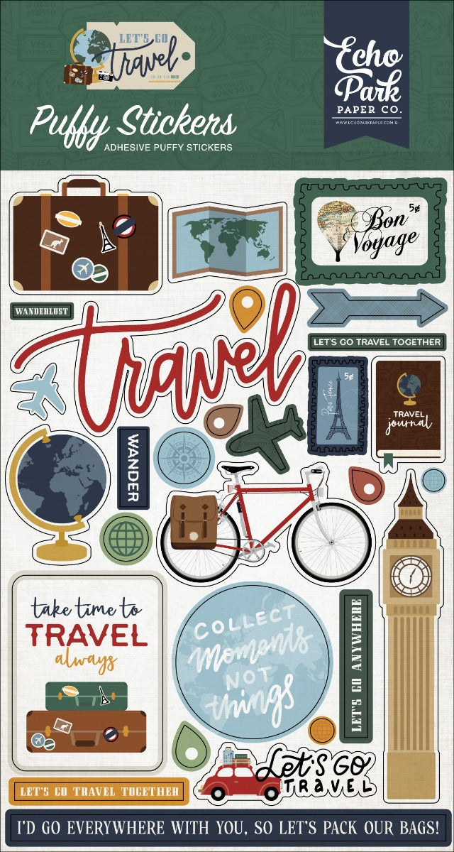 Puffy Stickers - Let's Go Travel Collection - Echo Park