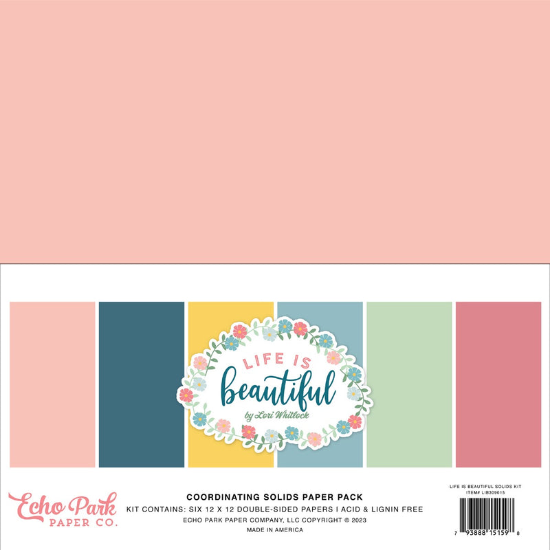 Solids Paper Pack, 12x12 - Lori Whitlock - Life Is Beautiful - Echo Park