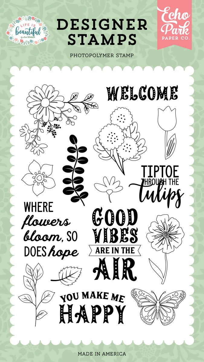 Where Flowers Bloom Stamp Set - Life Is Beautiful - Echo Park