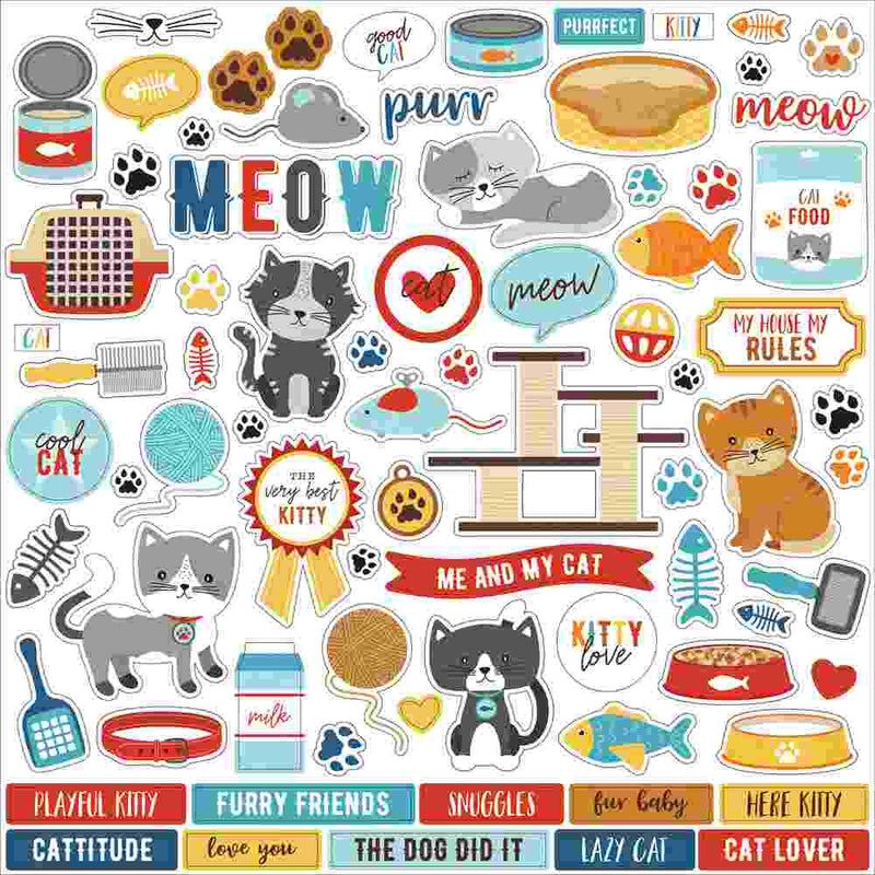 I Love My Cat Element Stickers - Echo Park - Clearance