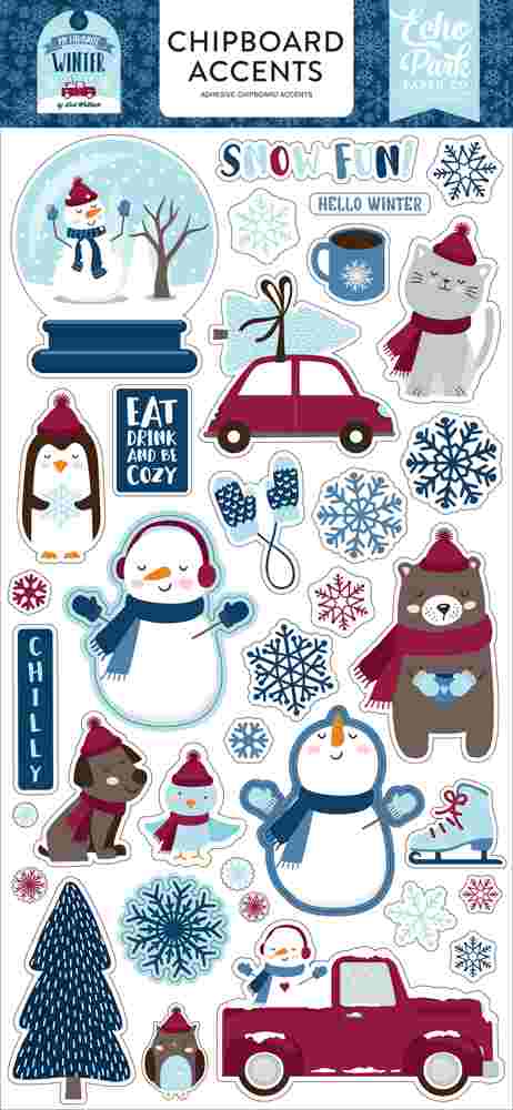 My Favorite Winter 6" x 13" Chipboard Accent Stickers - Echo Park