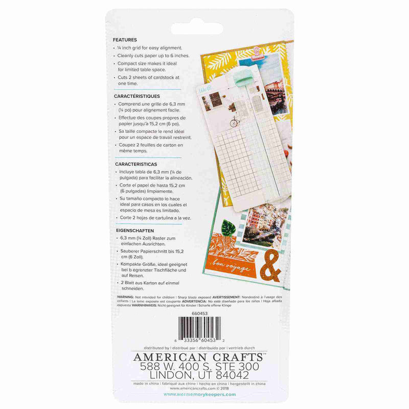 Back of Package of Mini We R memory keeper mini trimmer