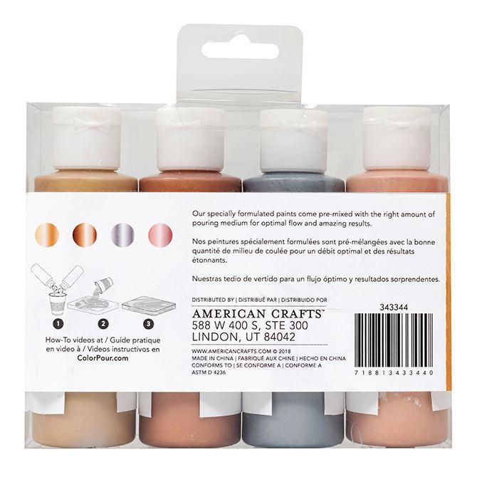 PRE-MIXED POURING PAINT KIT - AC - COLOR POUR - MIXED METAL METALLIC (4 PIECE)