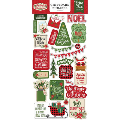 The Magic Of Christmas Chipboard Phrases - Echo Park