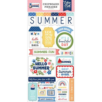 My Favorite Summer Chipboard Phrases - Echo Park - Clearance
