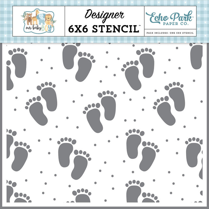 6 x 6 Stencils Ten Tiny Toes - Our Baby Boy Collection - Echo Park