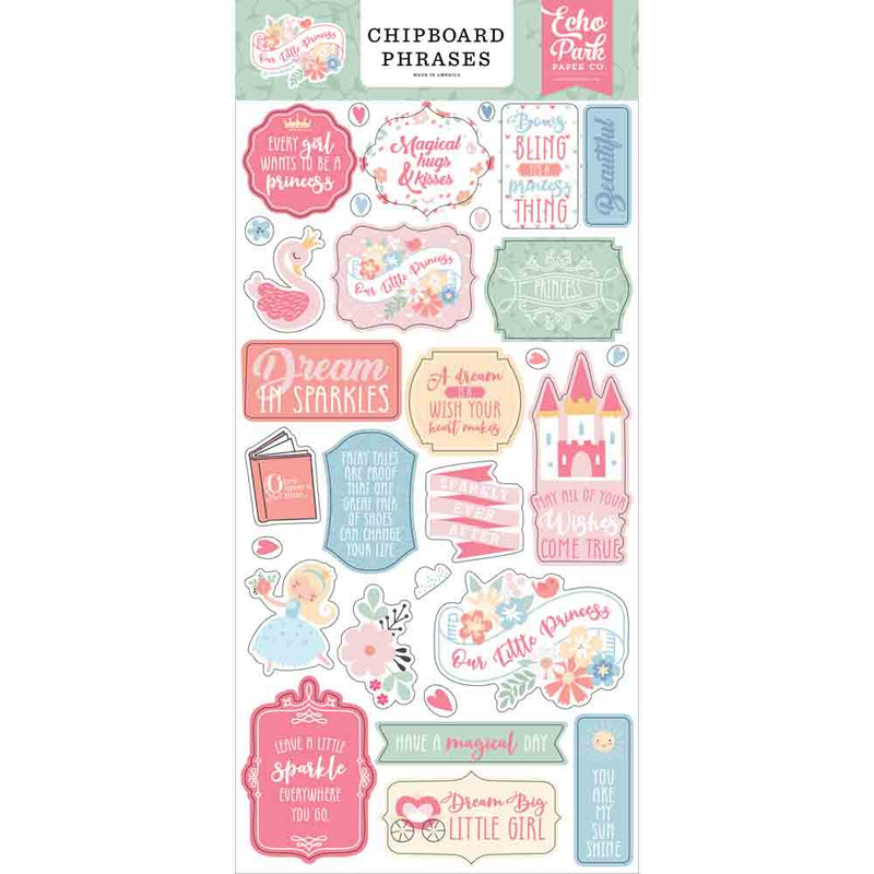 Our Little Princess Chipboard Phrases - Echo Park - Clearance