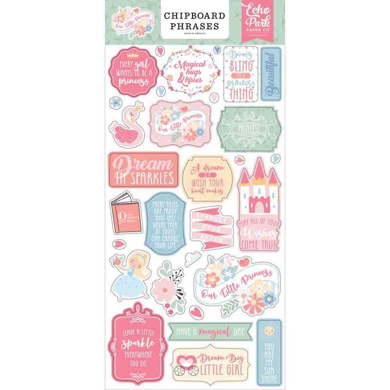 Our Little Princess Chipboard Phrases - Echo Park - Clearance