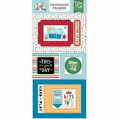 Play All Day Boy Chipboard Frames - Echo Park - Clearance