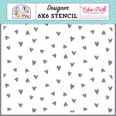 Sweet Hearts Stencil - Play All Day Girl - Echo Park - Clearance