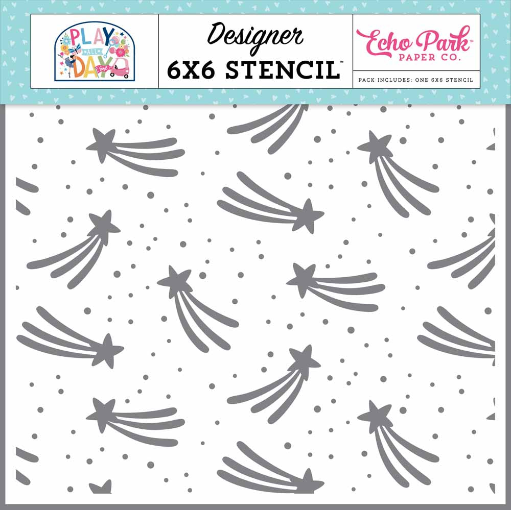 Shooting Stars Stencil-Play All Day Girl-Echo Park