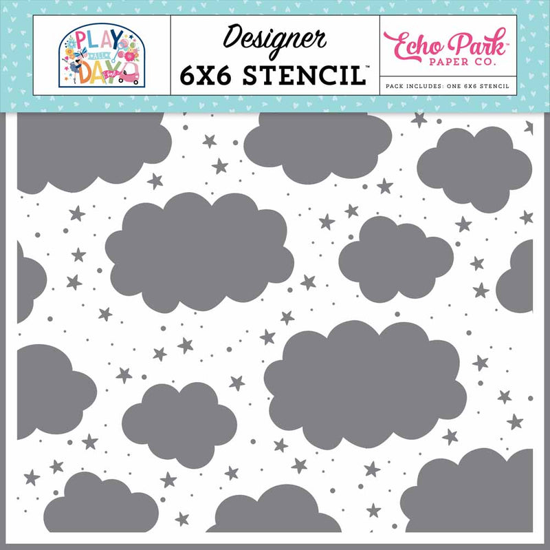 Cloudy Sky Stencil - Play All Day Girl - Echo Park