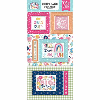 Play All Day Girl Chipboard Frames - Echo Park