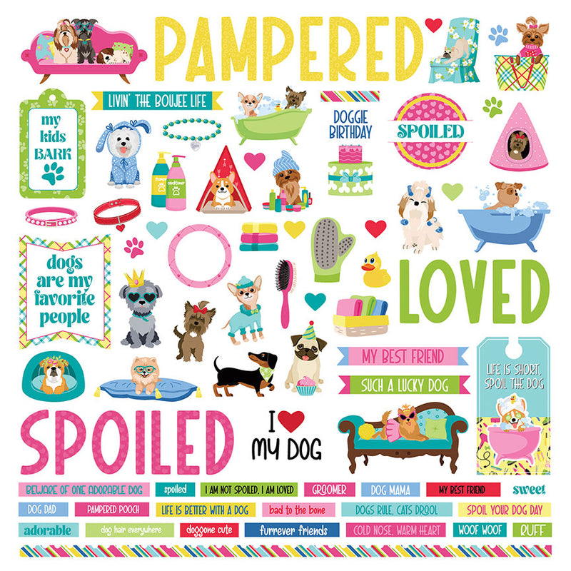 12" x 12" Stickers Element - Pampered Pooch Collection-  Photoplay 