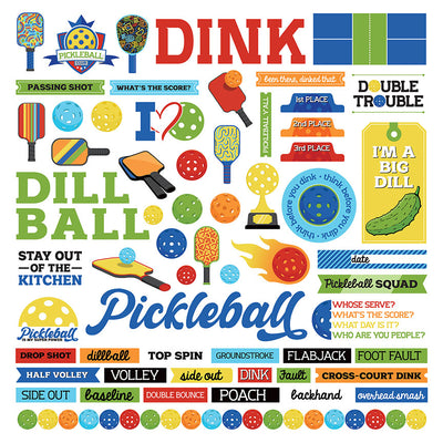 12" x 12" Cardstock Stickers-Pickleball Collection-  Photo Play  