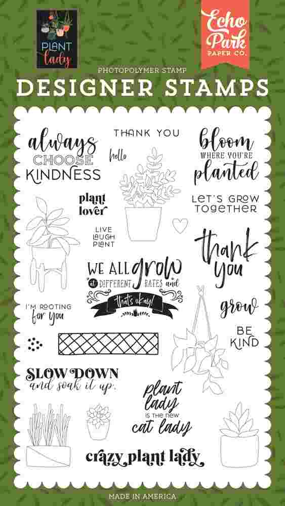 Plant Lover Stamp Set - Plant Lady - Echo Park - Clearance