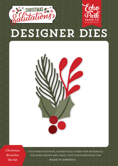 Christmas Branches Dies - Salutations Christmas - Echo Park - Clearance