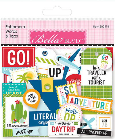 Time To Travel Ephemera Words & Tags - Bella Blvd  - Clearance
