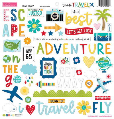 Time To Travel Chipboard Icons - Bella Blvd  - Clearance